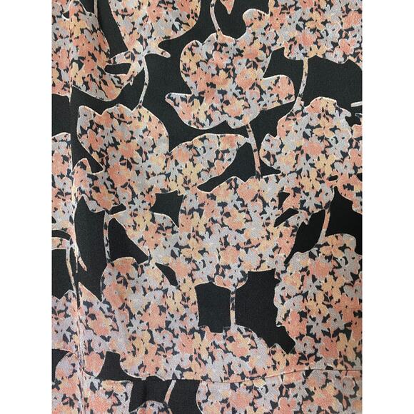 ANTHROPOLOGIE DRESS CABALLERO WRAP MIDI METALLIC FLORAL BLACK CORAL TAN FALL - Picture 11 of 16